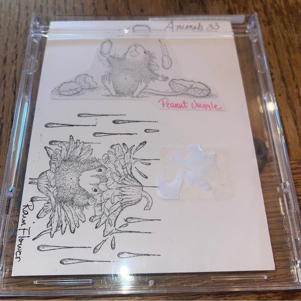 House Mouse Stampendous Cling Rubber Stamp Peanut Juggle & Rain Flower New